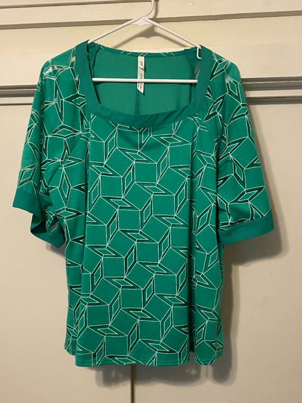 NY Collection, bright green, diagional design tunic, size XL